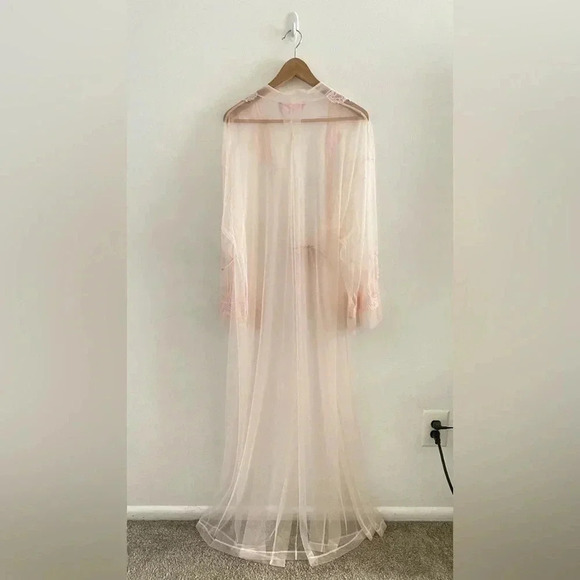 Victorias Secret See Thru Soft Pink Tulle Lace Tunic Robe Romantic Sexy Women M - Picture 6 of 11